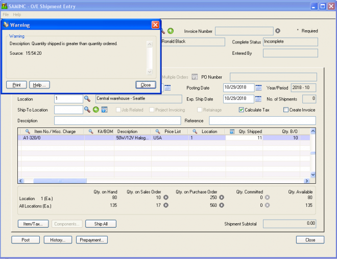 Shipment and Order Quantity validation - Sage 300 ERP – Tips, Tricks ...