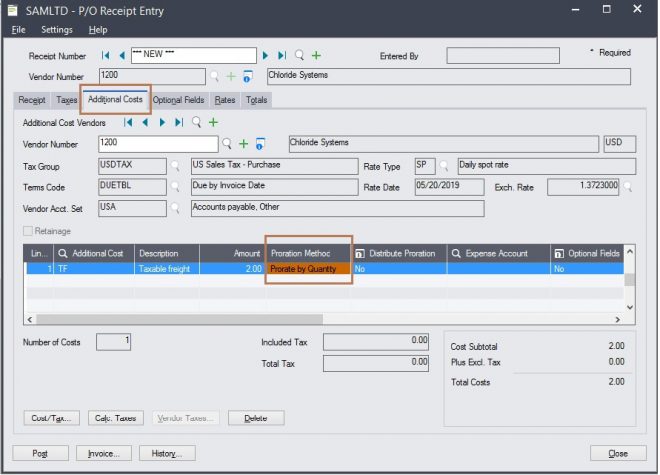 Enable Additional Cost Optional Field in PO Receipt Transaction - Sage ...