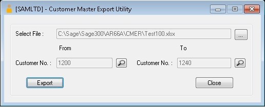 Sage 300-Customer Master Export utility  