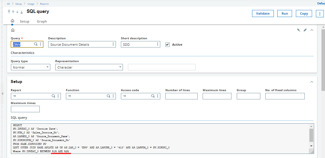 How to set parameters for SQL Query tool report - Sage X3 – Tips ...