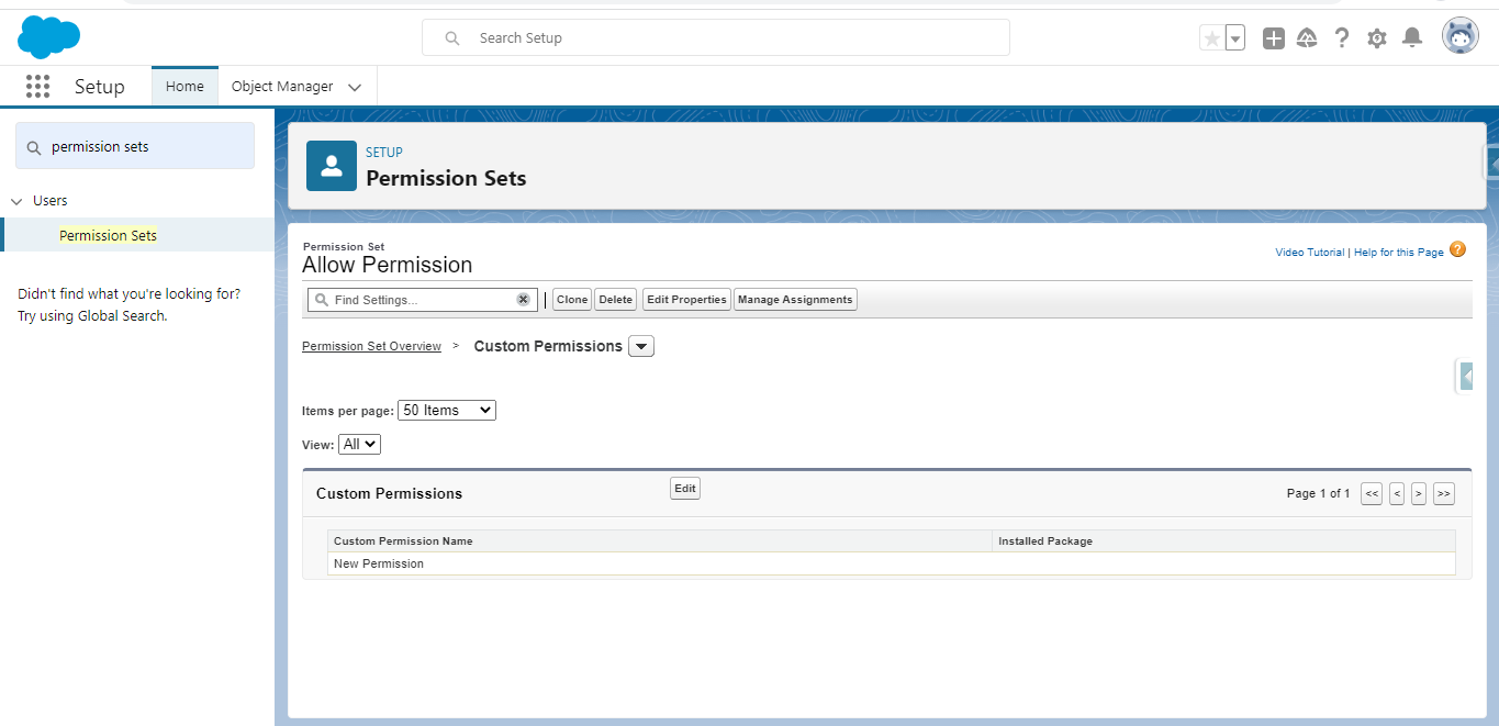 query custom permission assignment salesforce